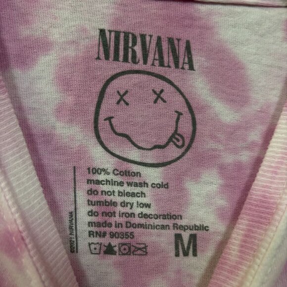 Nirvana Nevermind Smiley Face tiedye grunge Tshirt size medium - Picture 4 of 4